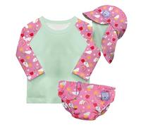 Bambino Mio, Set da nuoto per bambini piccoli riutilizzabili con protezione UPF 40+ (2 a 3 anni & GIORNI FELICI) | Include: 1 pannolino da bagno, 1 maglietta da bagno, 1 cuffia
