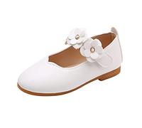 Bambino morbido bambino danza fiore ragazza solido principessa singolo studente scarpe bambino scarpe sportive comode donna, bianco, 23.5 EU