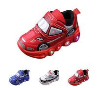 Bambino Neonato Glitter Sneakers Cartoon Carino Antiscivolo Sparkle Primo Walking Scarpe Ragazzi Ragazze Cinturino Caviglia Leggero Running Scarpe Sportive Outdoor Indoor Casual Sneakers, Rosso, 27 EU