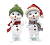 Bambino neve con cappello e sciarpa in rosso e verde, set da 2 pezzi, lunghezza 9,5 x 9,2 x 19 cm