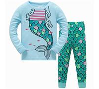Bambino Piccolo Ragazze Sirena Natale Pigiama Biancheria da Notte Pigiami Due Pezzi Maniche Lunghe di Indumenti da Notte per Bambini Taglia 3-4 Anni 4T Regalo del Ringraziamento
