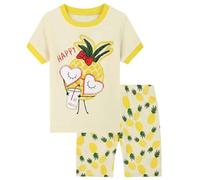 Bambino Pigiama Corto 2Pc Seta Macchia Morbido Set con Stampa Fumetto Solid Color Pantaloni da Notte Comodo Abbigliamento Casa per Bambini Ragazzi 3-14 Anni