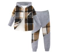 Bambino Pigiama Ragazzi Maniche Lunga in Morbido Cotone Set da 2 Pezzi Tuta Felpa in Cotone E Pantaloni Lunghi Sportivi Cappuccio Girocollo Manica Lunga+Jogging Basket Tuta Sportiva Bambino 2-7 Anni