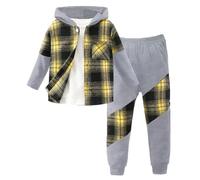 Bambino Pigiama Ragazzi Maniche Lunga Tinta Unita Pantaloni Comodi Costume da Ragazzo Cappuccio Girocollo Manica Lunga+Jogging Autunno Inverno Primavera Suit Animale Stampa Bambino 2-7 Anni