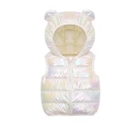 Bambino Piumino Senza Maniche Smanicato Gilet con Cappuccio Piumini Leggero con Orecchie d'orso Cappotto Imbottito Senza Manica per Bambini Bambina Giubbotto Smanicato Invernale (2-White, 3-4 Years)