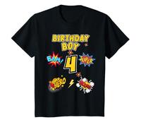 Bambino Quarto Compleanno Quattro Anni Bambino Super Hero 4th Birthday Maglietta