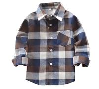 Bambino Ragazzi Plaid Camicia Plaid Manica Lunga Giacca Pulsante Casual Down Top Casual Autunno Inverno Vestiti Top Cardigan Giacche Ragazzo, 2-grigio, 8-9 Years