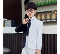 Bambino Ragazzo Elegante Cappotto Giacca Abito Bicolore Lungo Performance Slim