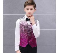 Bambino Ragazzo Lustrini Canottiera Top Gilet Gradiente Vestito Costume Cos