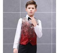Bambino Ragazzo Lustrini Canottiera Top Gilet Gradiente Vestito Costume Cos