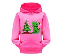 Bambino, ragazzo, ragazza, Natale, cartone animato, stampa dinosauro, a maniche lunghe, con cappuccio, maglione per bambini, 86, rosa intenso, 6-7 Anni
