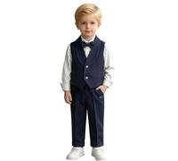 Bambino Ragazzo Vestito Formale Festa di Nozze Gentleman Suit Vest Papillon Manica Lunga Camicia Pantaloni Set Bambini Compleanno Concorso Smoking Vestiti Ragazzo Battesimo Vestito Prima Comunione