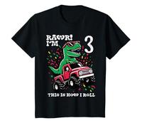 Bambino Rawr Im 3 Dino Monster Truck 3 ° Compleanno Bday Trex Boys Kid Maglietta