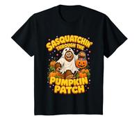 Bambino Sasquatchin' Through Pumpkin Patch Halloween Ghost Maglietta