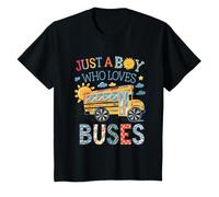 Bambino School Bus Costume Fun Just a Boy who loves Buses Bus Lover Maglietta