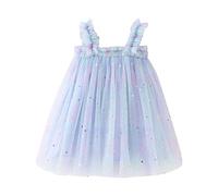 Bambino senza maniche stella luna principessa abito da ballo abiti abiti con spalline ragazza, Blu, 2-3 Jahre