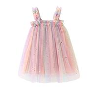 Bambino senza maniche stella luna principessa abito da ballo abiti abiti con spalline ragazza, Colore: rosa., 4-5 Jahre