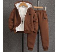 Bambino, set da 2 pezzi, giacca con cappuccio con chiusura lampo e pantaloni, con ricamo di dinosauri carini, per inverno 6Y,7Y,4Y,5YDinosauroTessuto