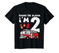 Bambino Sound The Alarm Im 2 Firetruck 2nd Birthday Bday Ragazzi Bambini Maglietta
