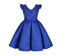 Bambino Stampe Senza Maniche Festa Hoilday Court Abito Da Principessa Abbigliamento Per Ragazze Taglia 128, Blu, 4-5 Jahre