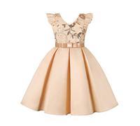 Bambino Stampe Senza Maniche Festa Hoilday Court Abito Da Principessa Abbigliamento Per Ragazze Taglia 128, gold, 3-4 Anni