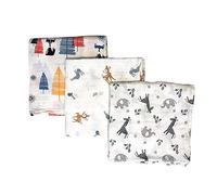 Bambino Swaddle Coperta mussola, 47x47 (3 Pack)"Fox & Deer & Girafe Stampa" Organic mussola di cotone Copertina per per i ragazzi e le ragazze, panni del Burp & Passeggino Copertina