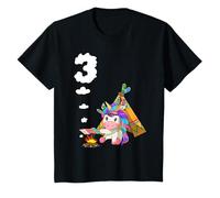 Bambino Terzo compleanno unicorno tre ho 3 anni Maglietta