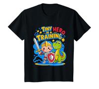 Bambino Tiny Hero in Training Cute Cartoon Knight & Dino Kids Design Maglietta