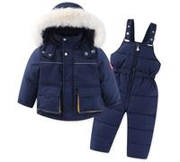 Bambino Tuta da Sci Piumino Pantaloni da Sci Bambini 2 Pezzi Set Tuta da Neve Invernale Completo Salopette da Sci Caldo Giacca Cappotto Snowsuit