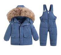 Bambino Tuta da Sci Piumino Pantaloni da Sci Bambini 2 Pezzi Set Tuta da Neve Invernale Completo Salopette da Sci Caldo Giacca Cappotto Snowsuit