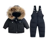 Bambino Tuta da Sci Piumino Pantaloni da Sci Bambini 2 Pezzi Set Tuta da Neve Invernale Completo Salopette da Sci Caldo Giacca Cappotto Snowsuit