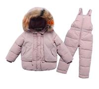 Bambino Tuta da Sci Piumino Pantaloni da Sci Bambini 2 Pezzi Set Tuta da Neve Invernale Completo Salopette da Sci Caldo Giacca Cappotto Snowsuit