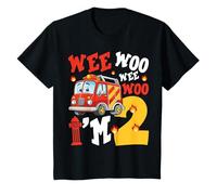 Bambino Wee Woo I'm 2 Years Red Fire Truck Boys 2° compleanno Maglietta