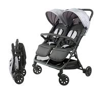 Bambisol Passeggino a doppia costa | Ideale per gemelli fin dalla nascita con pieghevole ultra-compatto | Colore nero e grigio