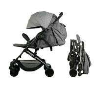 Bambisol YUKO² - Passeggino a canna compatta, pieghevole con 1 mano, Ringhiera, tessuto in poliestere riciclato, colore: grigio melange eco