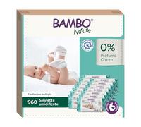 Bambo Nature salviette umidificate e delicate per bambini - 12x80 salviette | Confezione multipla di salviette umidificate | Senza profumo e ipoallergeniche | Adatte alle pelli sensibili e ai neonati