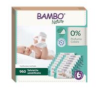 Bambo Nature salviette umidificate e delicate per bambini - 12x80 salviette | Confezione multipla di salviette umidificate | Senza profumo e ipoallergeniche | Adatte alle pelli sensibili e ai neonati