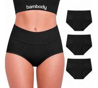 Bambody Mutandine mestruali assorbenti biancheria intima regole per donne e adolescenti - protezione a lunga durata per tutto il giorno e la notte, 3 pezzi: nero, XL