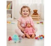 Bambola 35 cm beve e fa pipì set accessori accappatoio bambola rimovibile NUOVO
