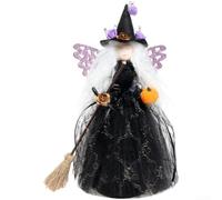 Bambola a corona di farfalla di Halloween leggera e dettagliata con ali nere e viola, realizzata in tessuto di seta e garza per uso decorativo per le vacanze (viola)
