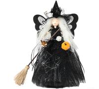Bambola a corona di farfalla di Halloween leggera e dettagliata con ali nere e viola, realizzata in tessuto di seta e garza per uso decorativo per le vacanze (nero)