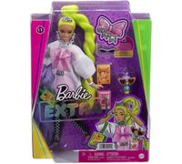 Bambola Barbie Extra e accessori Barbie con boa di piume verde neon e pappagallo domestico