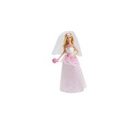 Bambola Barbie Sposa in Abito Bianco e Rosa con Velo e Bouquet