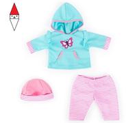 Bayer Design bambole 40-46cm, pantaloni, top e cappellino, set, vestito con farfalla, Colore turchese, rosa, 84675AA