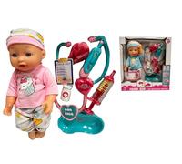 Bambola Bebè Bua con Biberon Stetoscopio Set Dottore Bambolotto cm32 Bambola Malata da Curare Bambolotto per Giocare al Dottore con Accessori Kit Medico Dottoressa,Colori Assortiti Colore Casuale