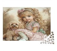 Bambola Bionda e Barboncino Dolcissimo Puzzle 1000 Pezzi Carta per Adulti Stile Retrò Relax Puzzle per Famiglia Decorazione Regalo Casa 38x26cm/1000pcs