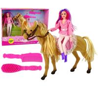 Bambola cavallerizza con cavallino marrone