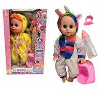 Bambola che Beve e fa Pipì Bambola Parlante con Vasino Biberon Ciuccio Bambolotto cm30 con Pigiama Piangente Chiude gli Occhi Chiama Mamma Papa' Ride Piange Fa Capricci Gorgheggia come un Bambino (B)