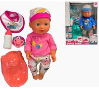 Bambola che Beve e fa Pipì con Vasino Biberon Ciuccio e Bavaglino Bambolotto cm 30 Dolci Cure Beve e fa Pipì come un Bambino Vero,Colori Assortiti Colore Casuale (b)
