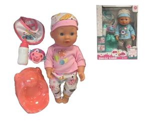 Bambola che Beve e fa Pipì con Vasino Biberon Ciuccio e Bavaglino Bambolotto cm 30 Dolci Cure Beve e fa Pipì come un Bambino Vero,Colori Assortiti Colore Casuale
